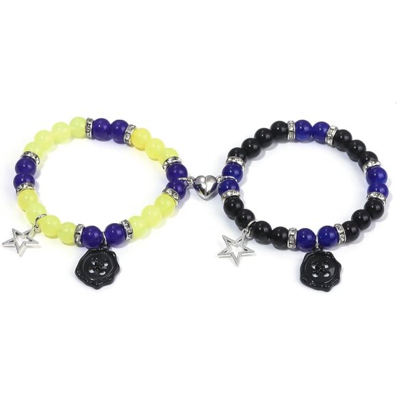 Couple Friendship Bracelets Glass Bead Elastic Cord Gift Accessories - Picture 3 of 7